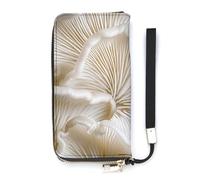 QMKFWT White Oyster Mushrooms Wallet Large Capacity Clutch Cash PursePU Leather Long Zipper Pouch Wallet Unisex, white, 20x10.5cm, Wallet