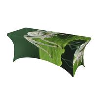 QMKFWT White Spider Detail Decorative Tablecloth Protector for Wedding, Banquet & Parties6FT Spandex Rectangle Tablecloths, Stretch Washable Table Cloth Wrinkle Free Patio Table Cover