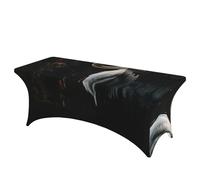 QMKFWT White Swan Decorative Tablecloth Protector for Wedding, Banquet & Parties6FT Spandex Rectangle Tablecloths, Stretch Washable Table Cloth Wrinkle Free Patio Table Cover