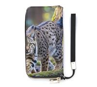 QMKFWT Wild Bobcat Wallet Large Capacity Clutch Cash PursePU Leather Long Zipper Pouch Wallet Unisex, white, 20x10.5cm, Wallet