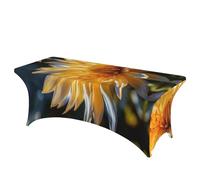 QMKFWT Wild Yellow Flower Decorative Tablecloth Protector for Wedding, Banquet & Parties6FT Spandex Rectangle Tablecloths, Stretch Washable Table Cloth Wrinkle Free Patio Table Cover