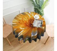 QMKFWT Wild Yellow Flower Printed Round Tablecloth,Dust-Proof Wrinkle Resistant Table Cover Washable Polyester Table Cloth for Kitchen Dining Room Farmhouse Picnic Indoor Outdoor(Round 60 Inch)