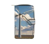QMKFWT Windmills Leather Wallet Long Checkbook Wallets Classic Bifold Ladies Clutch with ID Window