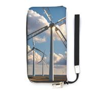QMKFWT Windmills Wallet Large Capacity Clutch Cash PursePU Leather Long Zipper Pouch Wallet Unisex, white, 20x10.5cm, Wallet