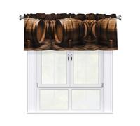 QMKFWT Wine Oak Container Curtain Valance for Windows,Kitchen Window Curtains Blackout Drapes Window Treatments Decorative Rod Pocket Short Curtain for Living Room Bedroom,54" W x 18" L