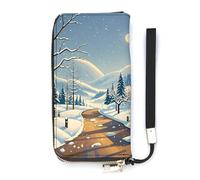 QMKFWT Winter Landscape Wallet Large Capacity Clutch Cash PursePU Leather Long Zipper Pouch Wallet Unisex, white, 20x10.5cm, Wallet