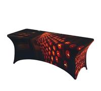 QMKFWT Wishing Candle Decorative Tablecloth Protector for Wedding, Banquet & Parties6FT Spandex Rectangle Tablecloths, Stretch Washable Table Cloth Wrinkle Free Patio Table Cover
