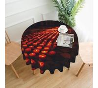 QMKFWT Wishing Candle Printed Round Tablecloth,Dust-Proof Wrinkle Resistant Table Cover Washable Polyester Table Cloth for Kitchen Dining Room Farmhouse Picnic Indoor Outdoor(Round 60 Inch)