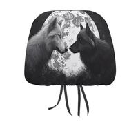 QMKFWT Wolves Under The Moon Car Seat Headrest Cover Adjustable and Reusable Anti-Dirty Flexible Hear Rest Covers Soft Dust-Proof Car Seat Headrest Protector for Most Vehicles