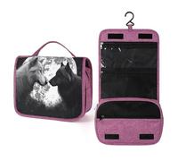 QMKFWT Wolves Under The Moon Toiletry Bag Waterproof Makeup Bag with Hanging Hook Cosmetic Bags for Women Travel Essentials