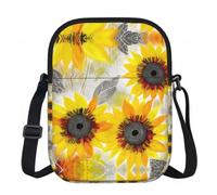 QMKFWT Women Cell Phone Purse Small Crossbody Bags Zipper Sling Purses Travel Shoulder Handbag Abstract Sunflowers Messenger Bag