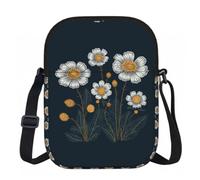 QMKFWT Women Cell Phone Purse Small Crossbody Bags Zipper Sling Purses Travel Shoulder Handbag Three White Flowers Messenger Bag