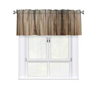QMKFWT Wood Panels Background Curtain Valance for Windows,Kitchen Window Curtains Blackout Drapes Window Treatments Decorative Rod Pocket Short Curtain for Living Room Bedroom,54" W x 18" L