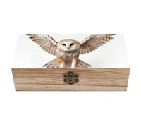 QMKFWT Wooden Jewelry Box Beautifully Keepsake Box Trinket Box Keepsake Storage Organizer A Barn Owl Handmade Wooden Box for Storing Jewelry, Coins, Tartot Cards, Small Treasures