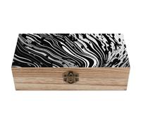 QMKFWT Wooden Jewelry Box Beautifully Keepsake Box Trinket Box Keepsake Storage Organizer Black Curve Style Handmade Wooden Box for Storing Jewelry, Coins, Tartot Cards, Small Treasures