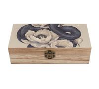QMKFWT Wooden Jewelry Box Beautifully Keepsake Box Trinket Box Keepsake Storage Organizer Black Snake And Flower Handmade Wooden Box for Storing Jewelry, Coins, Tartot Cards, Small Treasures