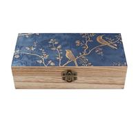 QMKFWT Wooden Jewelry Box Beautifully Keepsake Box Trinket Box Keepsake Storage Organizer Blue And Gold Style Handmade Wooden Box for Storing Jewelry, Coins, Tartot Cards, Small Treasures