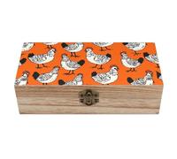 QMKFWT Wooden Jewelry Box Beautifully Keepsake Box Trinket Box Keepsake Storage Organizer Chicken Cartoon Pattern Handmade Wooden Box for Storing Jewelry, Coins, Tartot Cards, Small Treasures