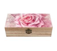 QMKFWT Wooden Jewelry Box Beautifully Keepsake Box Trinket Box Keepsake Storage Organizer Delicate Peach Butterfly Handmade Wooden Box for Storing Jewelry, Coins, Tartot Cards, Small Treasures