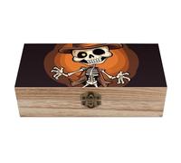 QMKFWT Wooden Jewelry Box Beautifully Keepsake Box Trinket Box Keepsake Storage Organizer Funny Skeleton Handmade Wooden Box for Storing Jewelry, Coins, Tartot Cards, Small Treasures