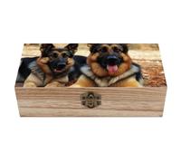 QMKFWT Wooden Jewelry Box Beautifully Keepsake Box Trinket Box Keepsake Storage Organizer German Shepherd Dog Handmade Wooden Box for Storing Jewelry, Coins, Tartot Cards, Small Treasures