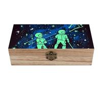QMKFWT Wooden Jewelry Box Beautifully Keepsake Box Trinket Box Keepsake Storage Organizer Glow In The Dark Handmade Wooden Box for Storing Jewelry, Coins, Tartot Cards, Small Treasures