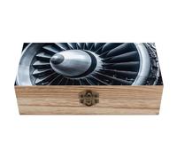 QMKFWT Wooden Jewelry Box Beautifully Keepsake Box Trinket Box Keepsake Storage Organizer Jet Engine Handmade Wooden Box for Storing Jewelry, Coins, Tartot Cards, Small Treasures
