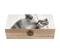 QMKFWT Wooden Jewelry Box Beautifully Keepsake Box Trinket Box Keepsake Storage Organizer Rabbit And Cat Handmade Wooden Box for Storing Jewelry, Coins, Tartot Cards, Small Treasures