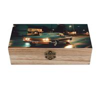 QMKFWT Wooden Jewelry Box Beautifully Keepsake Box Trinket Box Keepsake Storage Organizer Running Car Handmade Wooden Box for Storing Jewelry, Coins, Tartot Cards, Small Treasures