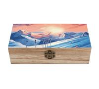 QMKFWT Wooden Jewelry Box Beautifully Keepsake Box Trinket Box Keepsake Storage Organizer Ski Board Handmade Wooden Box for Storing Jewelry, Coins, Tartot Cards, Small Treasures