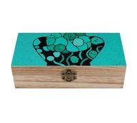 QMKFWT Wooden Jewelry Box Beautifully Keepsake Box Trinket Box Keepsake Storage Organizer Turquoise And Black Handmade Wooden Box for Storing Jewelry, Coins, Tartot Cards, Small Treasures