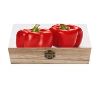 QMKFWT Wooden Jewelry Box Beautifully Keepsake Box Trinket Box Keepsake Storage Organizer Two Red Bell Peppers Handmade Wooden Box for Storing Jewelry, Coins, Tartot Cards, Small Treasures