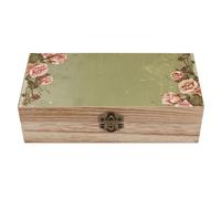 QMKFWT Wooden Jewelry Box Beautifully Keepsake Box Trinket Box Keepsake Storage Organizer Vintage Scrapbook Rose Handmade Wooden Box for Storing Jewelry, Coins, Tartot Cards, Small Treasures