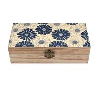 QMKFWT Wooden Jewelry Box Beautifully Keepsake Box Trinket Box Keepsake Storage Organizer White Round Flowers Handmade Wooden Box for Storing Jewelry, Coins, Tartot Cards, Small Treasures