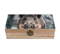 QMKFWT Wooden Jewelry Box Beautifully Keepsake Box Trinket Box Keepsake Storage Organizer Wild Boar Handmade Wooden Box for Storing Jewelry, Coins, Tartot Cards, Small Treasures