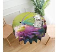QMKFWT Yellow Butterfly Printed Round Tablecloth,Dust-Proof Wrinkle Resistant Table Cover Washable Polyester Table Cloth for Kitchen Dining Room Farmhouse Picnic Indoor Outdoor(Round 60 Inch)
