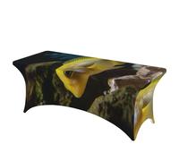 QMKFWT Yellow Fish Decorative Tablecloth Protector for Wedding, Banquet & Parties6FT Spandex Rectangle Tablecloths, Stretch Washable Table Cloth Wrinkle Free Patio Table Cover