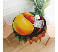 QMKFWT - Yellow Mango Print Round Tablecloth Dust-Resistant Wrinkle Resistant Washable Polyester Table Cover for Kitchen Dining Farmhouse Picnic Indoor Outdoor (Round