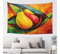 QMKFWT Yellow Mango Tapestry Aesthetic Wall Hanging Tapestries 60'' x 40'' Boho Tapestries Vertical Wall Art Decorative Funny Vintage Poster Flag Tapestry for Bedroom Living Room Decor