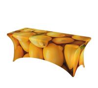 QMKFWT Yellow Ripe Lemon Decorative Tablecloth Protector for Wedding, Banquet & Parties6FT Spandex Rectangle Tablecloths, Stretch Washable Table Cloth Wrinkle Free Patio Table Cover