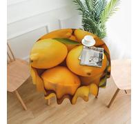 QMKFWT Yellow Ripe Lemon Printed Round Tablecloth,Dust-Proof Wrinkle Resistant Table Cover Washable Polyester Table Cloth for Kitchen Dining Room Farmhouse Picnic Indoor Outdoor(Round 60 Inch)