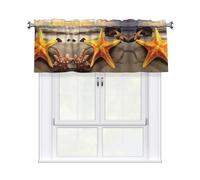 QMKFWT Yellow Starfish Curtain Valance for Windows,Kitchen Window Curtains Blackout Drapes Window Treatments Decorative Rod Pocket Short Curtain for Living Room Bedroom,54" W x 18" L
