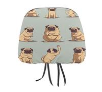 QMKFWT Yoga Pug Car Seat Headrest Cover Adjustable and Reusable Anti-Dirty Flexible Hear Rest Covers Soft Dust-Proof Car Seat Headrest Protector for Most Vehicles