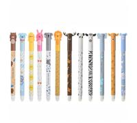 QMLING 16 Pcs Erasable Pens Animals with Thermosensitive Erase Ink, 0.5mm Tip Erasable Gel Pens, Range of Ink Colours & Barrel Designs, Panda, Bear, Lion, Rabbit, Koala and Chicken, Animal Designs