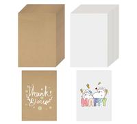QMLING A6 White and Brown Card, 100 Sheets Blank Postcards 14.5 x 9.5 cm, Kraft Paper Card 350gsm, Double-Sided Available Craft Cards