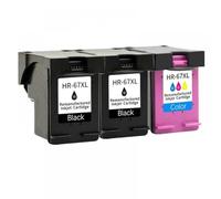 QMLQRGKF 67XL Compatible Ink Cartridge Compatible With DeskJet 2732 2755 6052 6055 6058 6075 Printers(2Black 1Color)