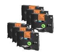 QMLQRGKF 6PK Compatible Label Tapes For TZe-C31 TZ B31 D31 12mm Black On Fluorescent Green Orange Yellow Works With Label Makers(6PK fluo orange)