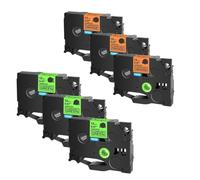 QMLQRGKF 6PK Compatible Label Tapes For TZe-C31 TZ B31 D31 12mm Black On Fluorescent Green Orange Yellow Works With Label Makers(3PK Orange and Green)