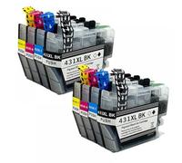 QMLQRGKF Compatible Ink Cartridge LC431-431 LC431XL Compatible With DCP-J1050DW DCP-J1140DW MFC-J1010DW J1050 J1140 J1010 Printers(2SET)