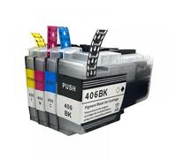 QMLQRGKF Compatible LC406 LC406XL Ink Cartridge For MFC Series Printers J4335DW J4345DW J4535DW J5855DW J5955DW J6555DW J6955DW Refillable: NO(LC406 1SET(4PC))